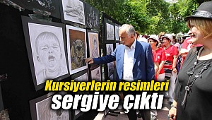 Kursiyerlerin resimleri sergiye çıktı