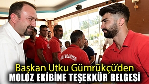 Başkan Utku Gümrükçü’den moloz ekibine teşekkür belgesi