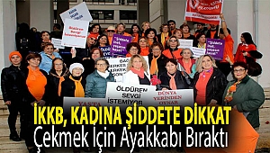 İKKB, kadına şiddete dikkat çekmek için ayakkabı bıraktı
