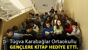 TÜGVA KARABAĞLAR ORTAOKULLU GENÇLERE KİTAP HEDİYE ETTİ.