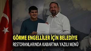 Görme Engelliler için belediye restoranlarında kabartma yazılı menü