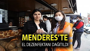 Menderes’te El Dezenfektanı Dağıtıldı