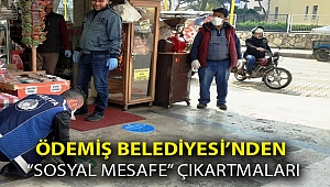 Ödemiş Belediyesi’nden “sosyal mesafe” çıkartmaları