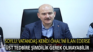 Soylu: Vatandaş kendi OHAL’ini ilan ederse üst tedbire şimdilik gerek olmayabilir