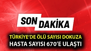 Türkiye'de ölü sayısı dokuza hasta sayısı 670'e ulaştı