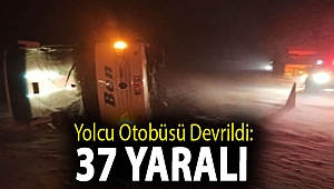 Yolcu otobüsü devrildi: 37 yaralı