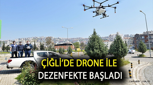 Çiğli’de drone ile dezenfekte başladı