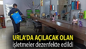 Urla’da açılacak olan işletmeler dezenfekte edildi