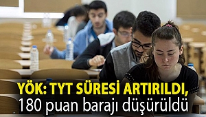 YÖK: TYT süresi artırıldı, 180 puan barajı düşürüldü