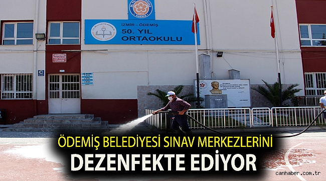 Ödemiş Belediyesi sınav merkezlerini dezenfekte ediyor