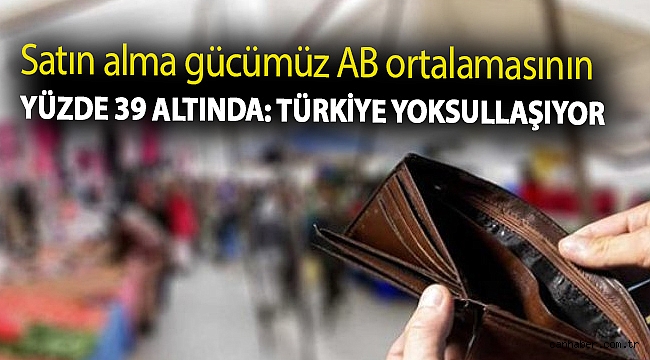 Satın alma gücümüz AB ortalamasının yüzde 39 altında: Türkiye yoksullaşıyor