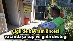 Çiğli’de bayram öncesi vatandaşa tüp ve gıda desteği