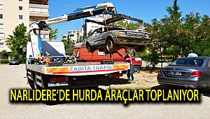 Narlıdere’de hurda araçlar toplanıyor