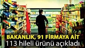 Bakanlık, 91 firmaya ait 113 hileli ürünü açıkladı