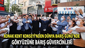 KONAK KENT KONSEYİ’NDEN 1 EYLÜL DÜNYA BARIŞ GÜNÜ’NDE GÖKYÜZÜNE BARIŞ GÜVERCİNLERİ