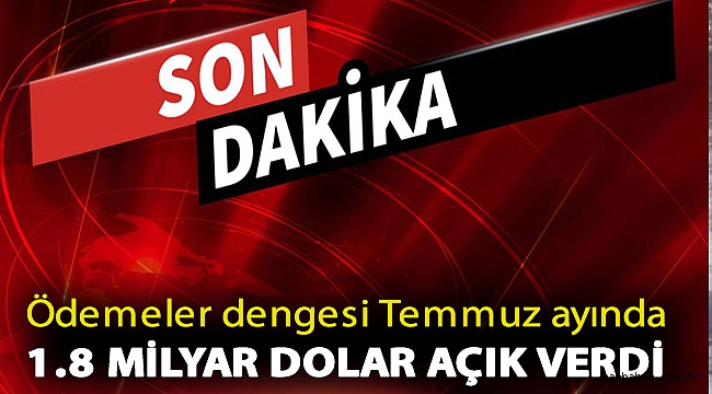 Ödemeler dengesi Temmuz ayında 1.8 milyar dolar açık verdi