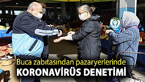 Buca zabıtasından pazaryerlerinde koronavirüs denetimi