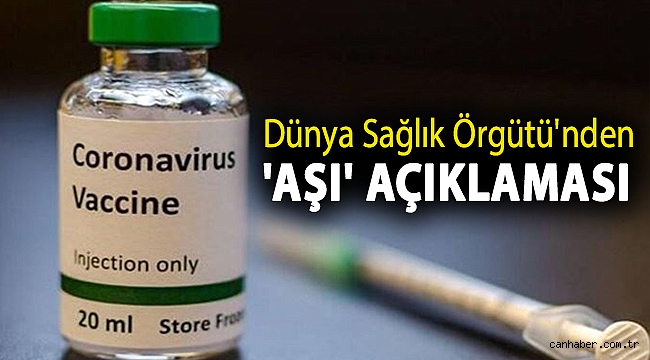 Dünya Sağlık Örgütü'nden 'aşı' açıklaması