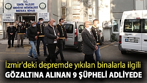 İzmir'deki depremde yıkılan binalarla ilgili gözaltına alınan 9 şüpheli adliyede