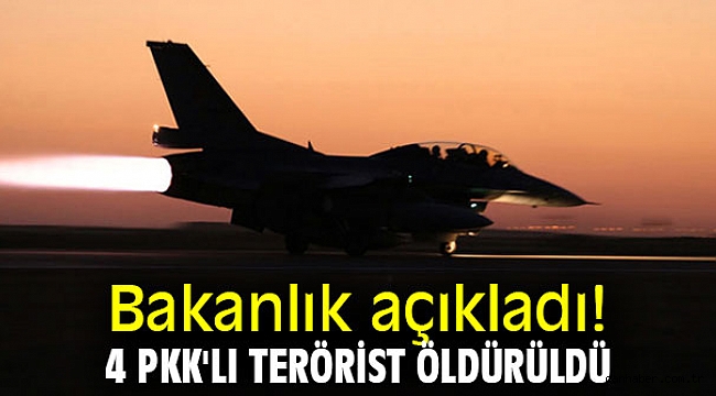 Bakanlık açıkladı! 4 PKK'lı terörist öldürüldü