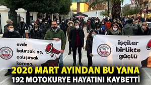 2020 Mart ayından bu yana 192 motokurye hayatını kaybetti