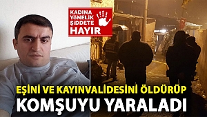 Eşini ve kayınvalidesini öldürüp komşuyu yaraladı
