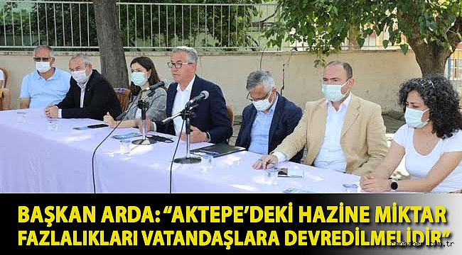 Başkan Halil Arda: “Aktepe’deki hazine miktar fazlalıkları vatandaşlara devredilmelidir”