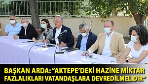 Başkan Halil Arda: “Aktepe’deki hazine miktar fazlalıkları vatandaşlara devredilmelidir”