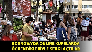 Bornova'da online kurslarda öğrendikleriyle sergi açtılar
