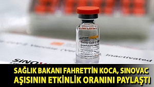 Sağlık Bakanı Fahrettin Koca, Sinovac aşısının etkinlik oranını paylaştı