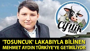 'Tosuncuk' lakabıyla bilinen Mehmet Aydın Türkiye'ye getiriliyor