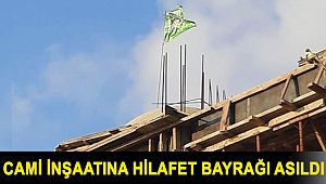 Zonguldak’ın Kozlu ilçesindeki cami inşaatına hilafet bayrağı asıldı