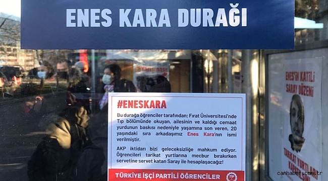 İzmir'de durağa Enes Kara adı asıldı