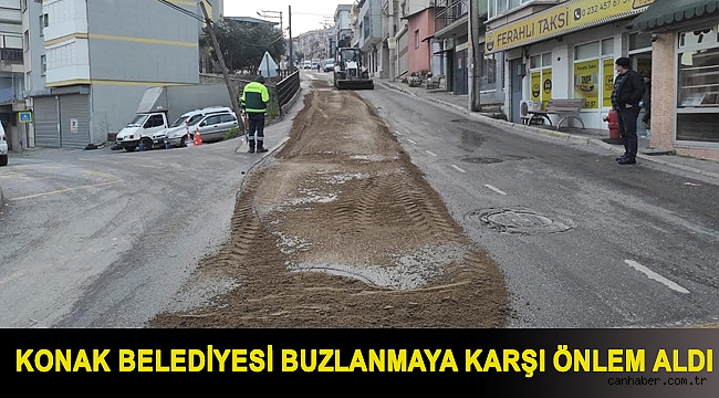 Konak Belediyesi buzlanmaya karşı önlem aldı