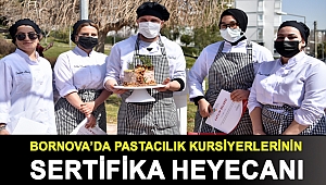 Bornova’da pastacılık kursiyerlerinin sertifika heyecanı
