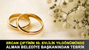 Ercan çiftine 50. evlilik yıldönümünde Alman belediye başkanından tebrik