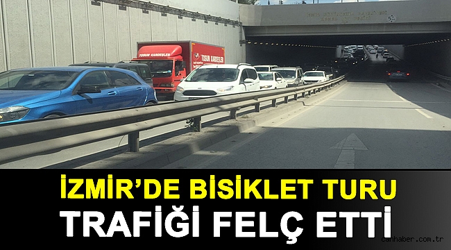 İzmir'de bisiklet turu trafiği felç etti