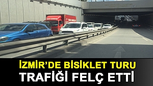 İzmir'de bisiklet turu trafiği felç etti