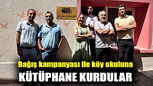 Bağış kampanyası ile köy okuluna kütüphane kurdular