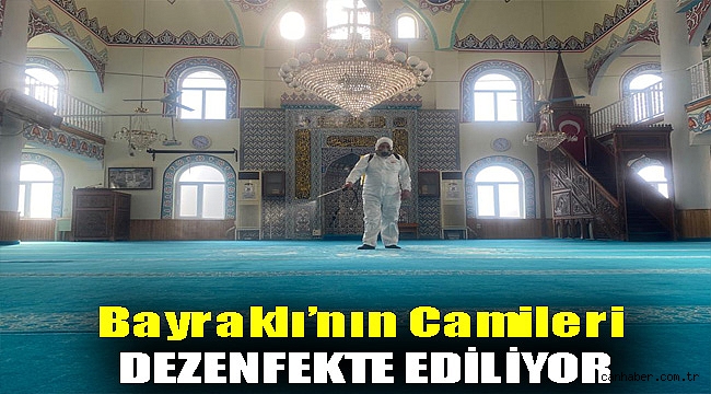 Bayraklı’nın camileri dezenfekte ediliyor