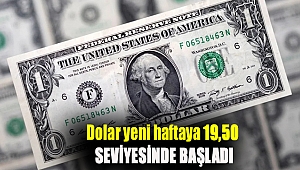 Dolar yeni haftaya 19,50 seviyesinde başladı