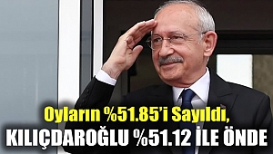 Oyların %55.7'si sayıldı Kılıçdaroğlu %51.12 ile önde
