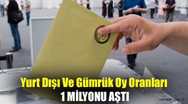 Yurt dışı ve gümrük oy oranları 1 milyonu aştı