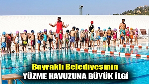 Bayraklı Belediyesinin yüzme havuzuna büyük ilgi