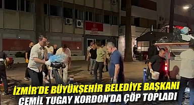 İşçiler grevde: İzmir'de Büyükşehir Belediye Başkanı Cemil Tugay Kordon'da çöp topladı