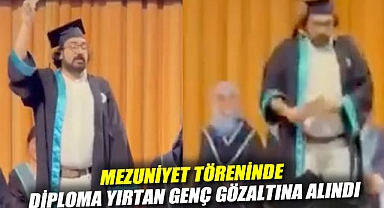 Boğaziçi Üniversitesi mezuniyet töreninde diploma yırtan genç gözaltına alındı