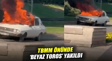 Komisyon öncesi TBMM önünde 'Beyaz Toros' yakıldı: 1 kişi gözaltına alındı!