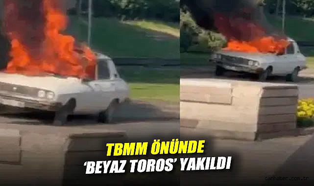 Komisyon öncesi TBMM önünde 'Beyaz Toros' yakıldı: 1 kişi gözaltına alındı!