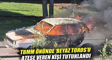 TBMM önünde 'beyaz Toros'u ateşe veren kişi tutuklandı