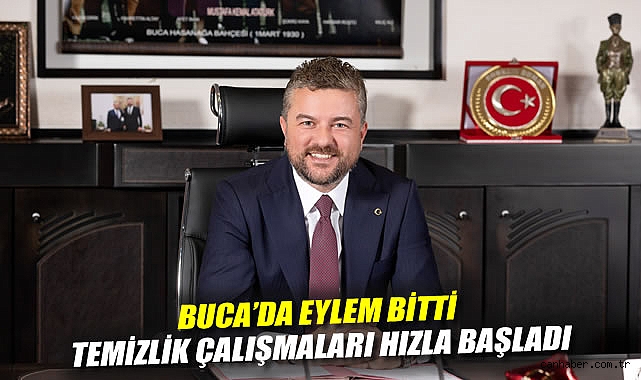 Buca’da eylem bitti, temizlik çalışmaları hızla başladı